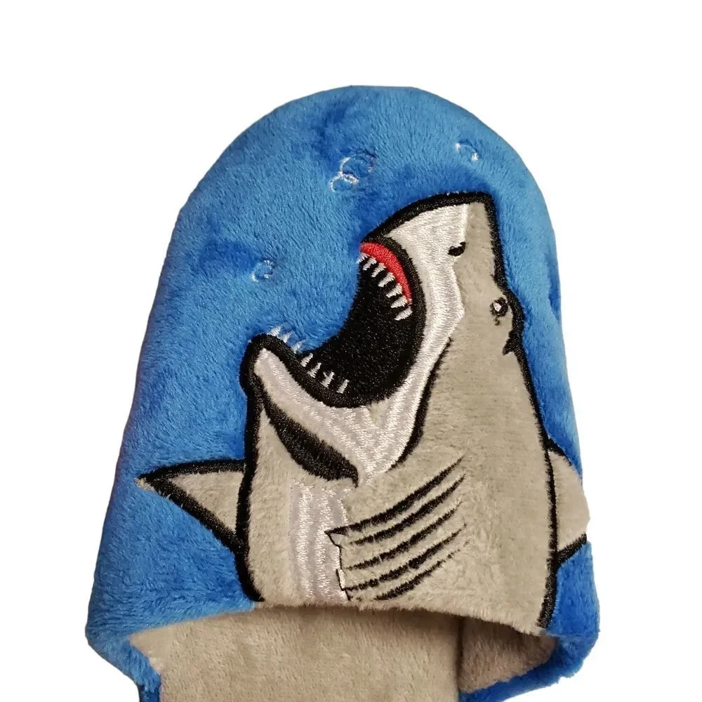 Zac & Evan Plush Shark Printed Boys Kids Slide Slipper Size 13/1